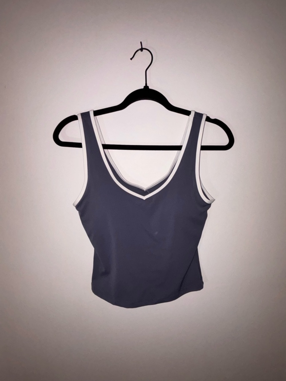 Target Slate Blue V-Neck Racerback Tank with White Trim